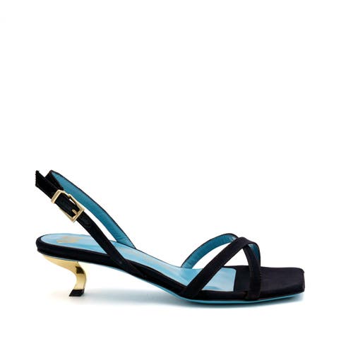 Valentina Rangoni Vulcano Halter Satin Sandal In Black Rosso