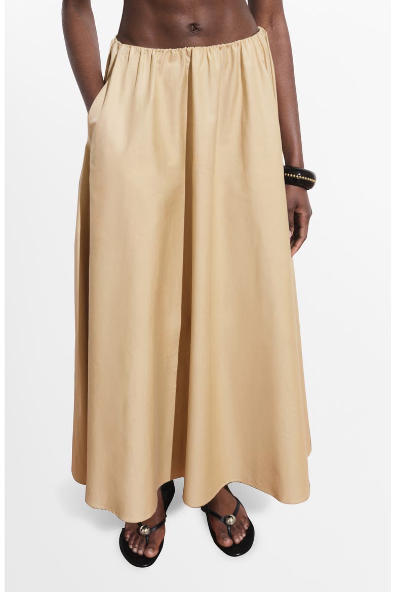 Cotton Blend Maxi Skirt, Main, color, BEIGE