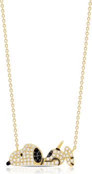 Crislu x Peanuts® Snoopy Belly Flop Pavé Pendant Necklace