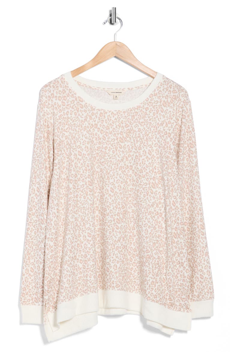 Crewneck Pullover, Alternate, color, CREAM/ TAUPE/ PINK MULTI