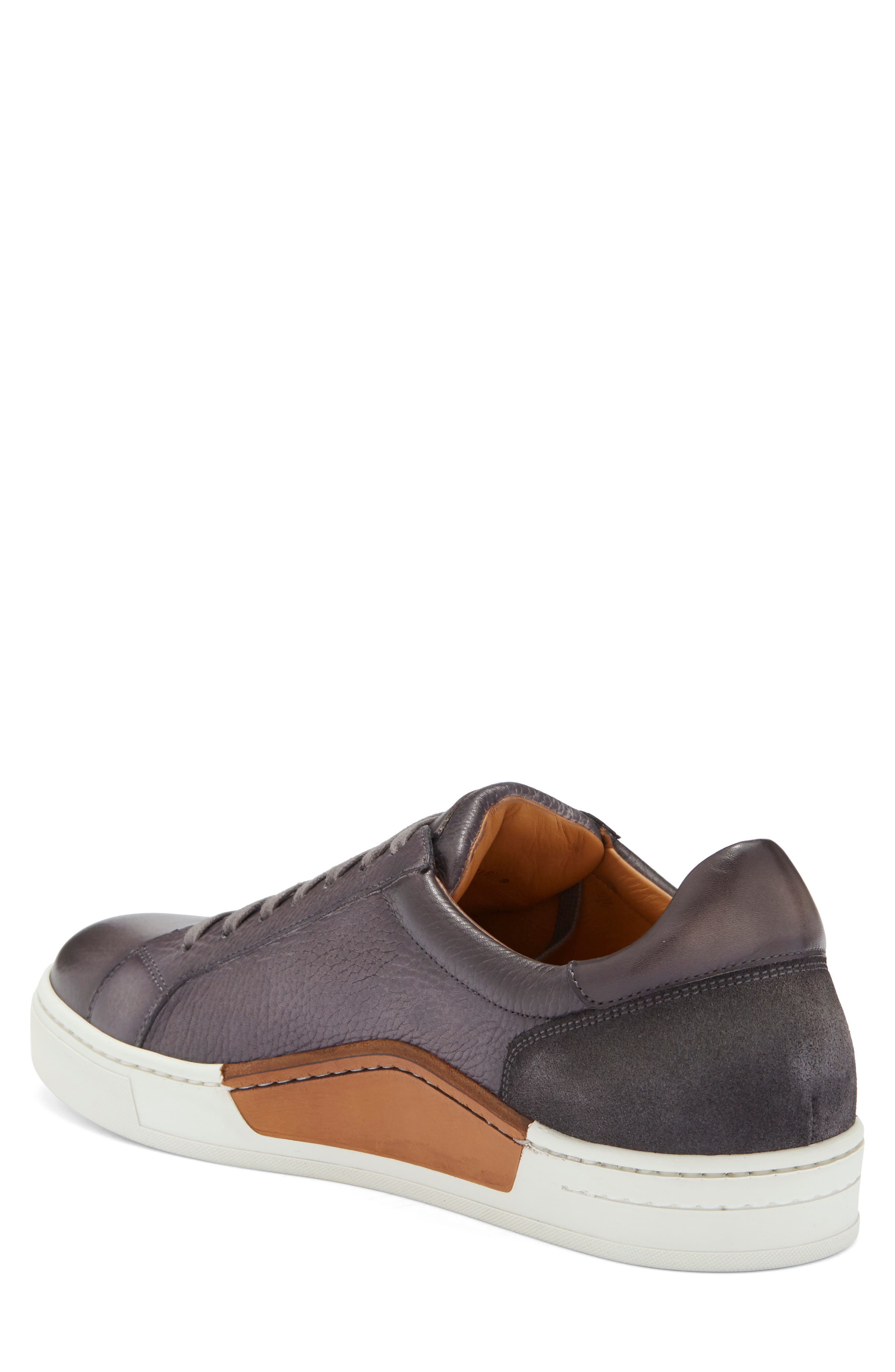 Grey Leather Sneaker, Alternate, color, GREY