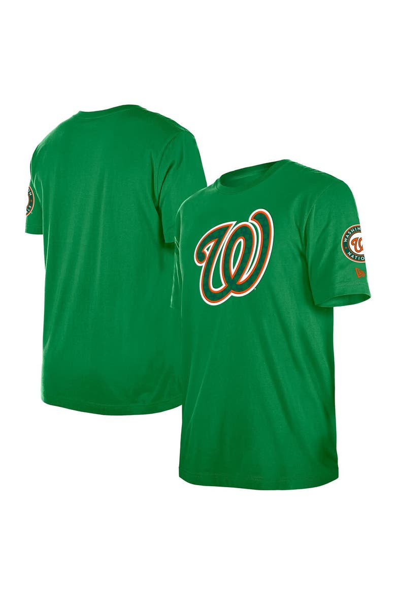 Men's New Era  Kelly Green Washington Nationals St. Patrick's Day Shamrock Fill T-Shirt, Alternate, color, Kelly Green