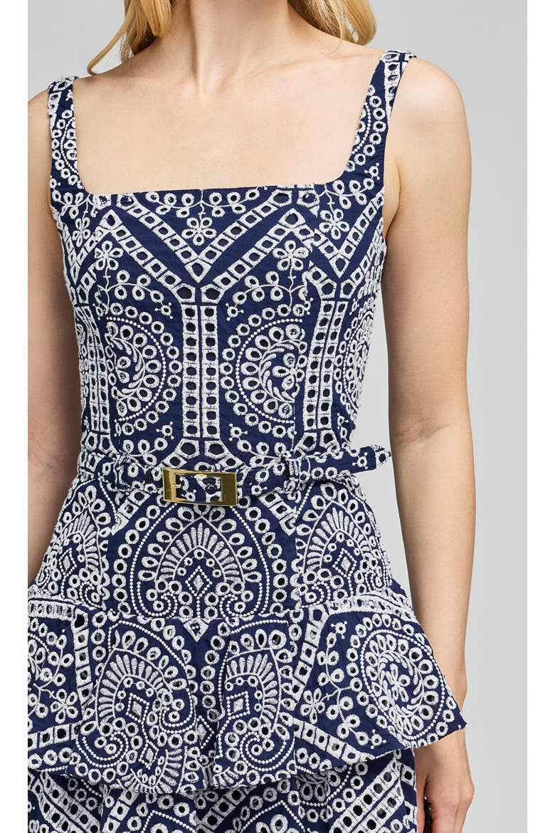 Lisette Cotton Eyelet Dress, Alternate, color, Navy/White
