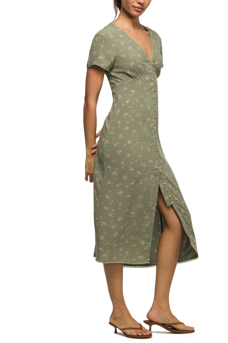 Simone Floral Midi Dress, Alternate, color, OLIVE FLORAL