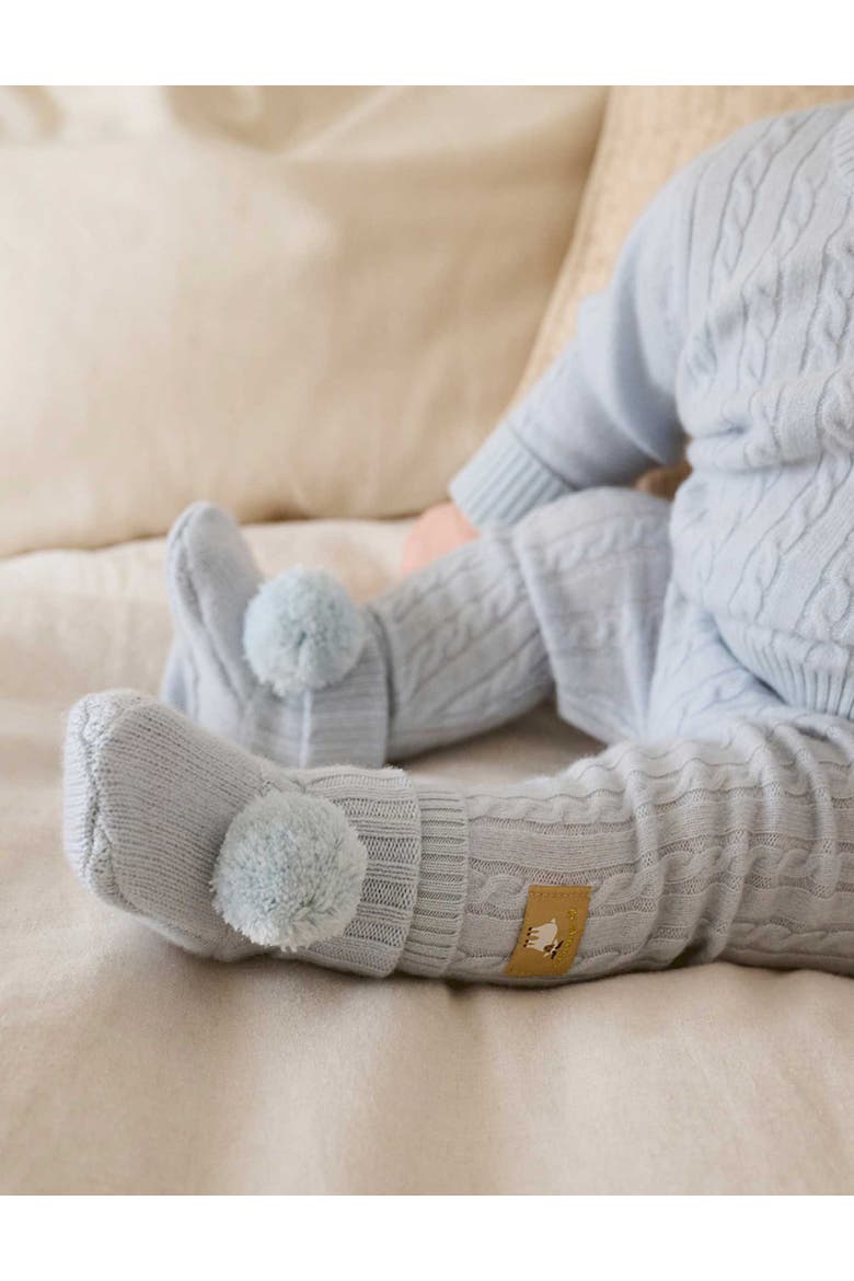 Cashmere Baby Boy Booties, Alternate, color, Pale Blue Melange