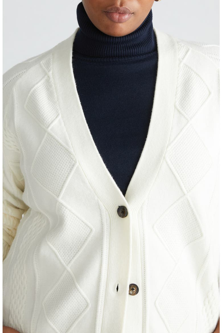 Mixed Cable Stitch Cardigan, Alternate, color, CREAM