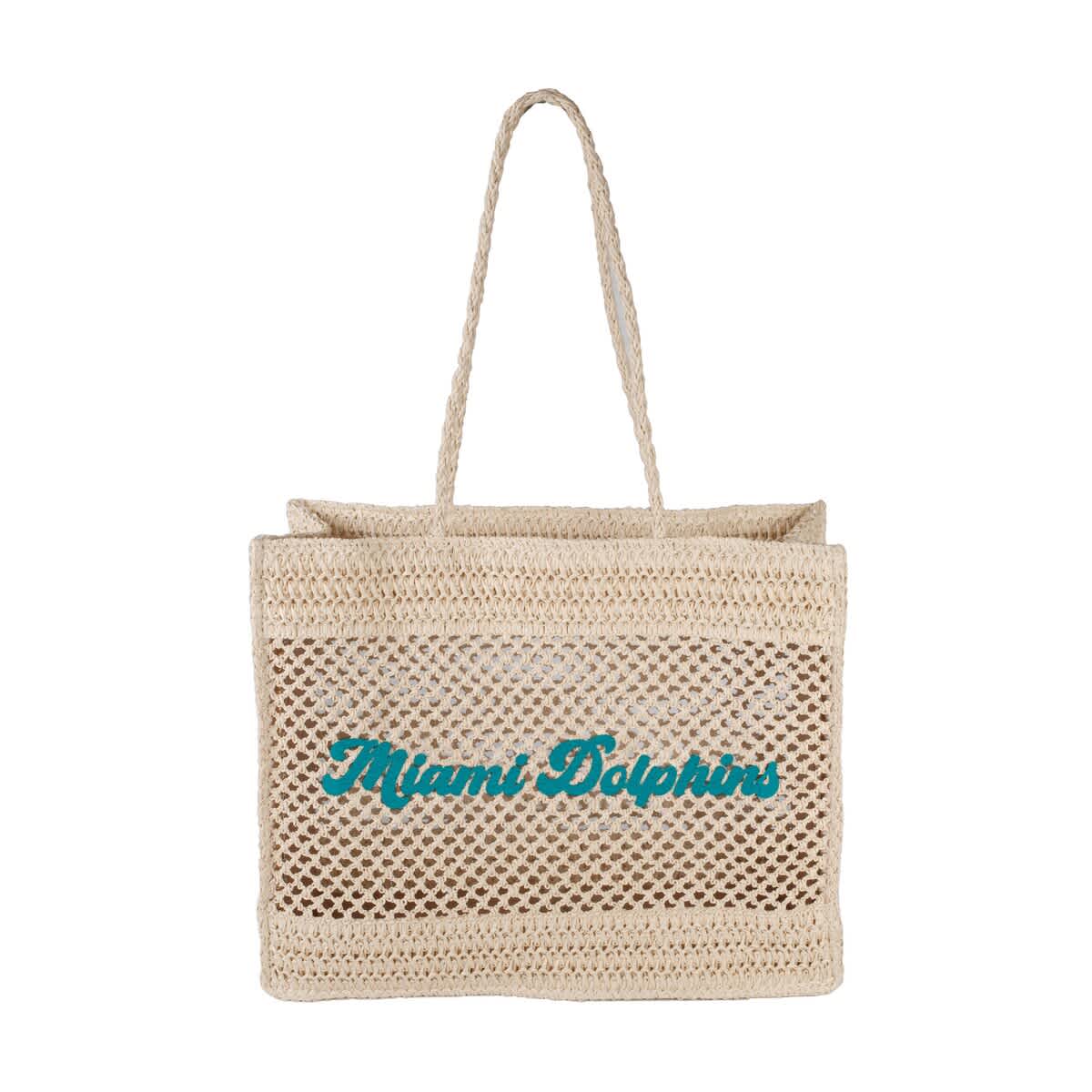 LOGO BRANDS Miami Dolphins Coastal Tote Bag, Main, color, Tan