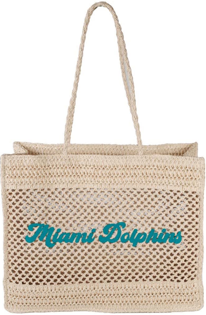 LOGO BRANDS Miami Dolphins Coastal Tote Bag, Main, color, Tan
