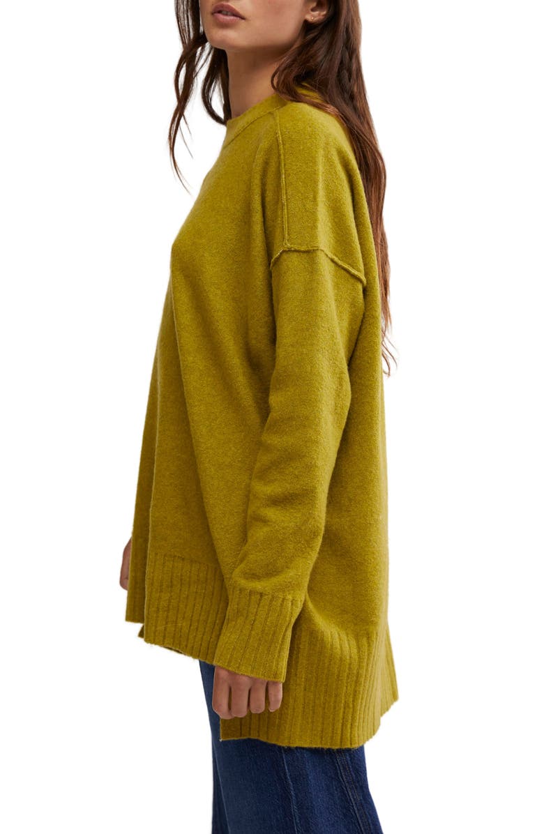 Free People Phoebe High-Low Tunic Sweater, Alternate, color, Avocado Oil