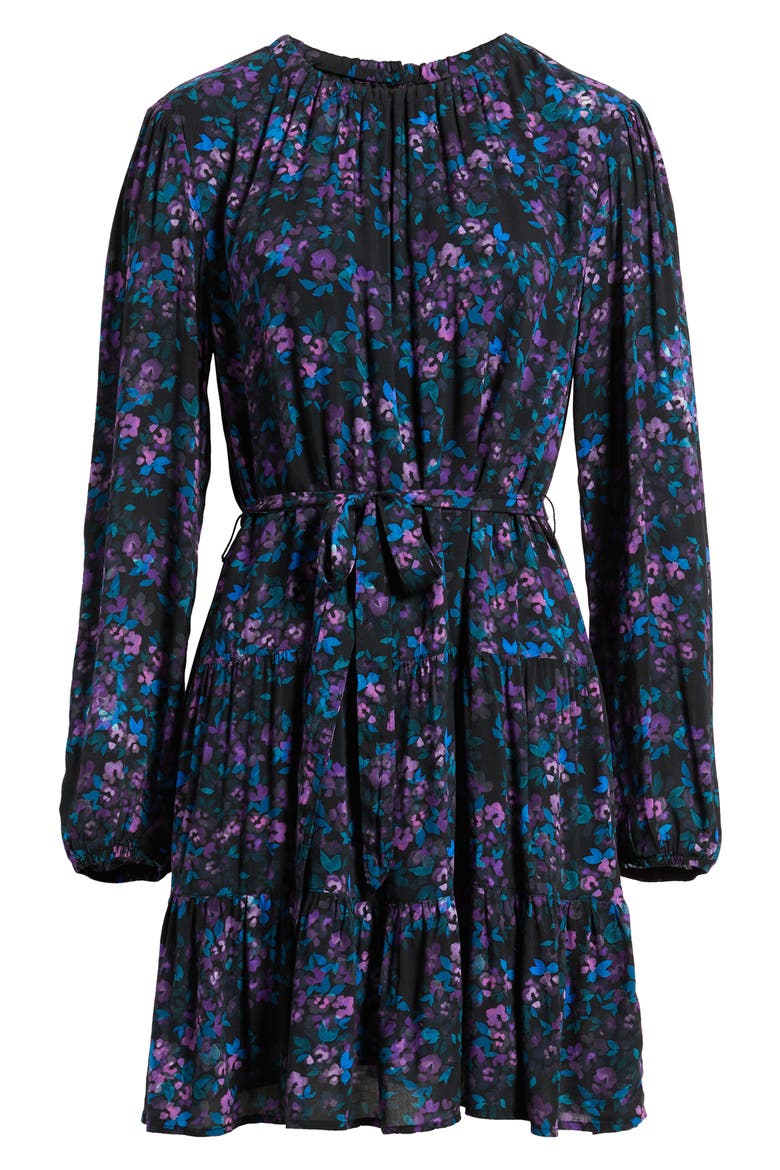 Floral Belted Tiered Minidress, Alternate, color, EVENING EMERALD