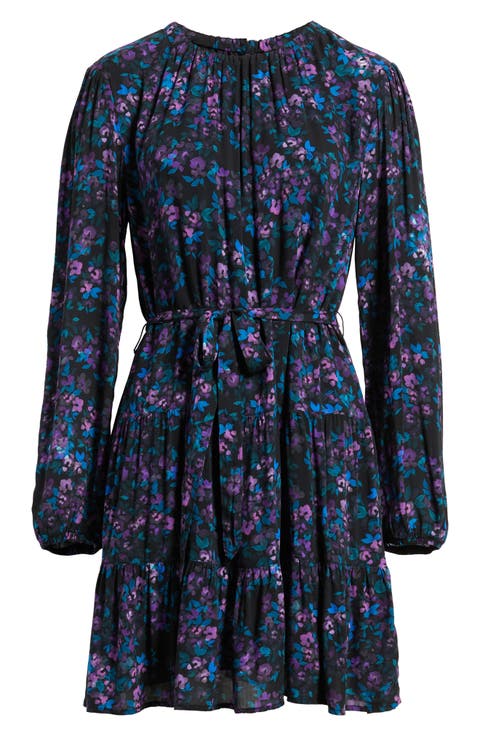 Floral Belted Tiered Minidress