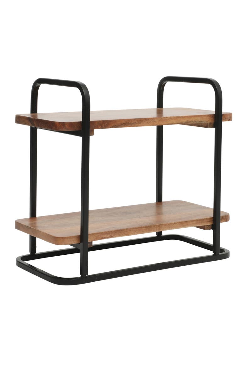 Gracious Dining Acacia Wood Metal Frame Serving Tray, Main, color, Natural