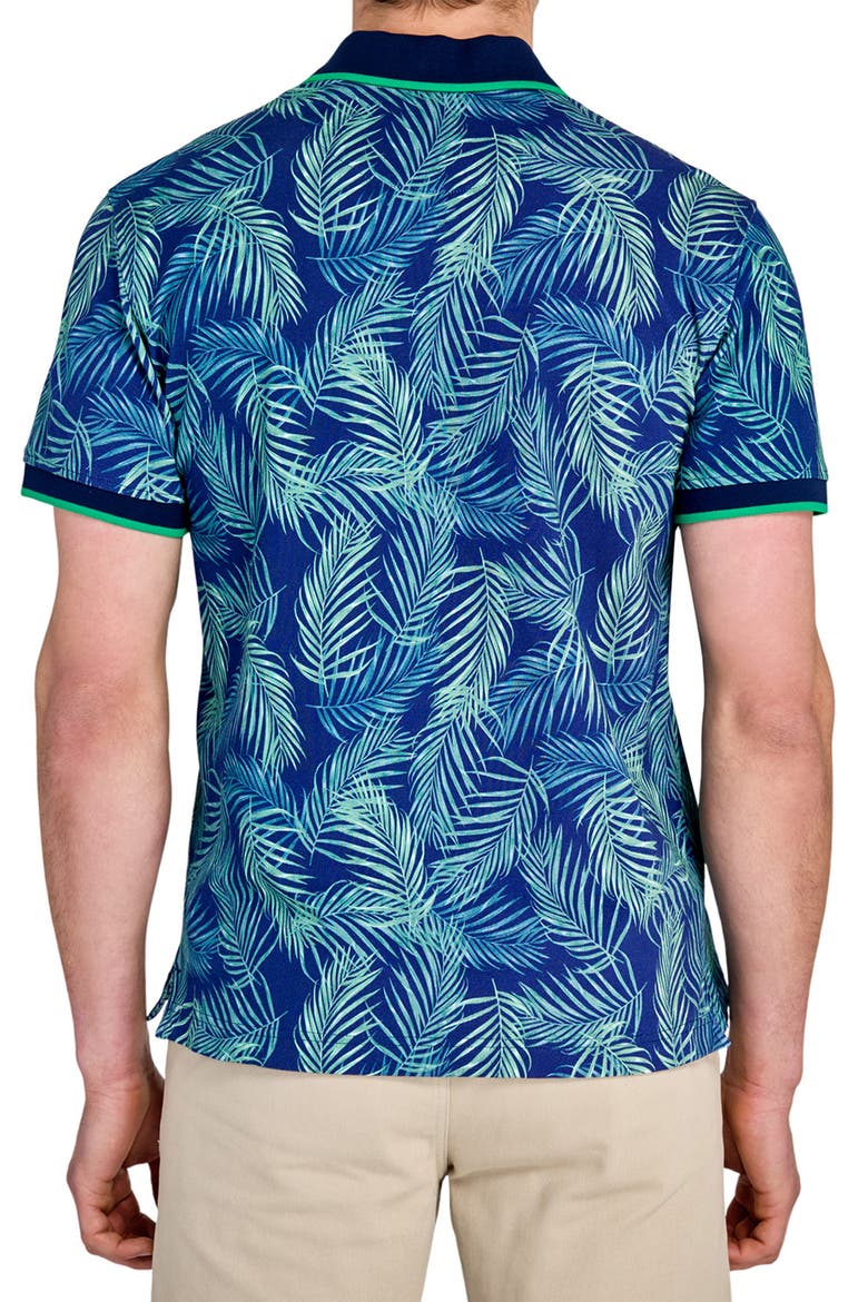 Slim Fit Floral Cotton Stretch Pique Polo, Alternate, color, NAVY/GREEN