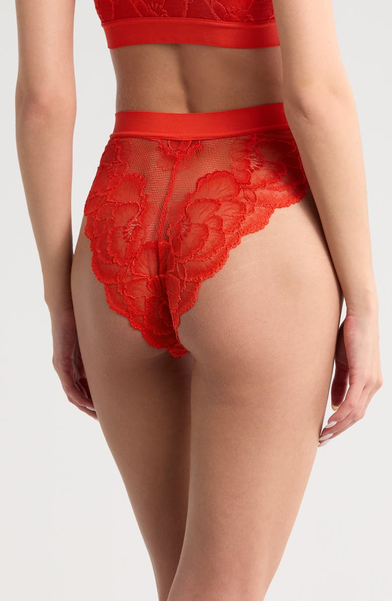 KILO BRAVA Floral Lace Briefs, Alternate, color, Tigerlily