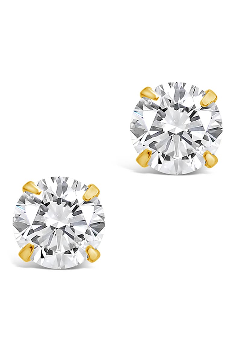 Round Cubic Zirconia Stud Earrings, Alternate, color, GOLD