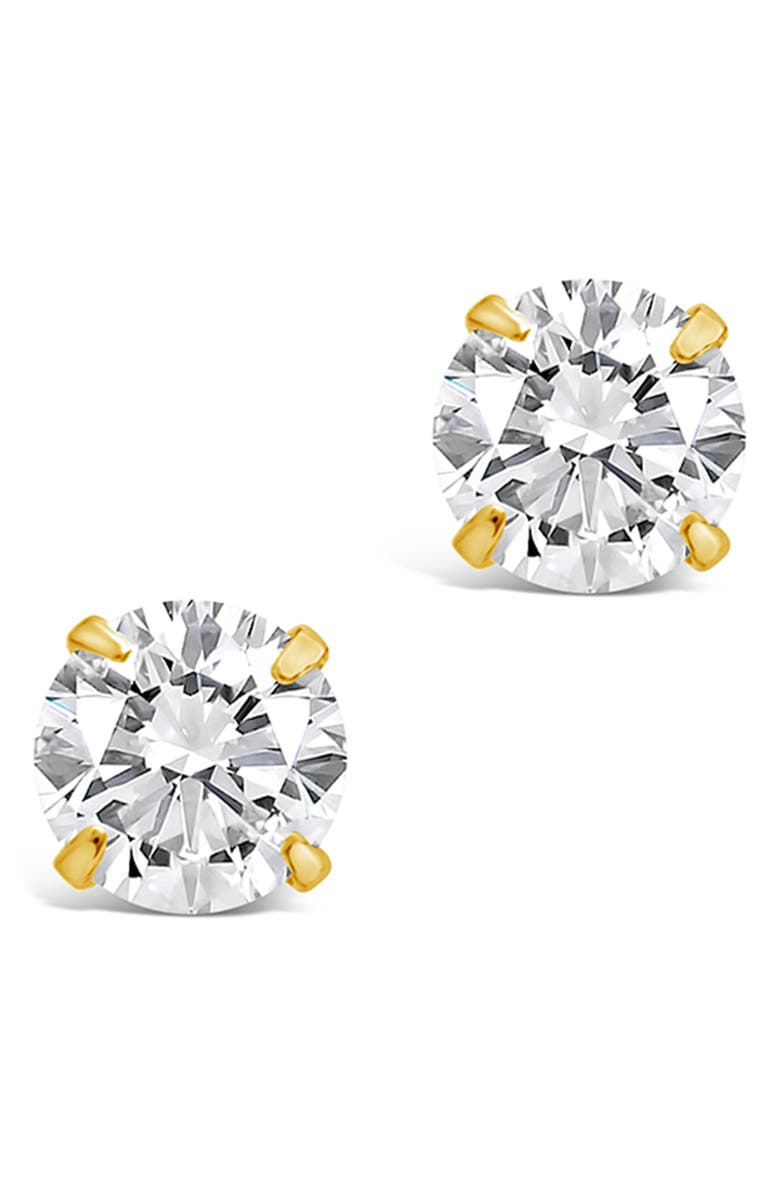 Sterling Forever Round Cubic Zirconia Stud Earrings, Alternate, color, Gold