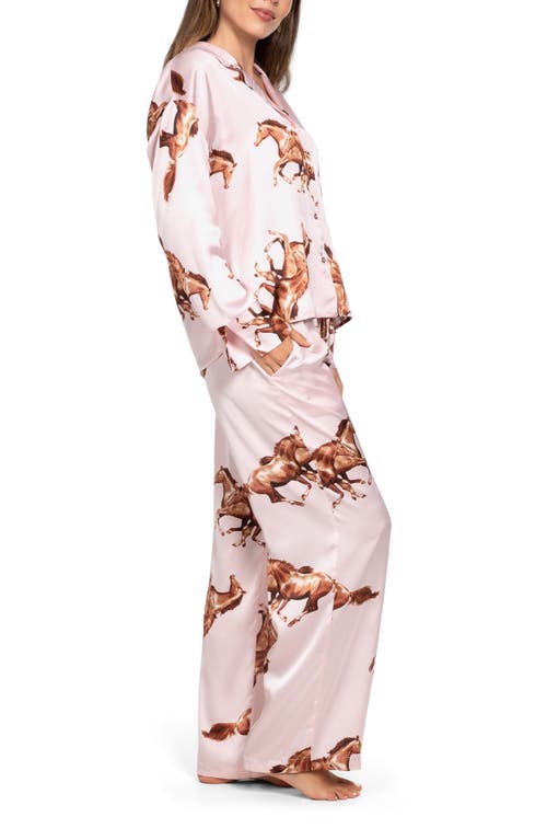 Midnight Bakery Print Satin Pajamas In Neutral
