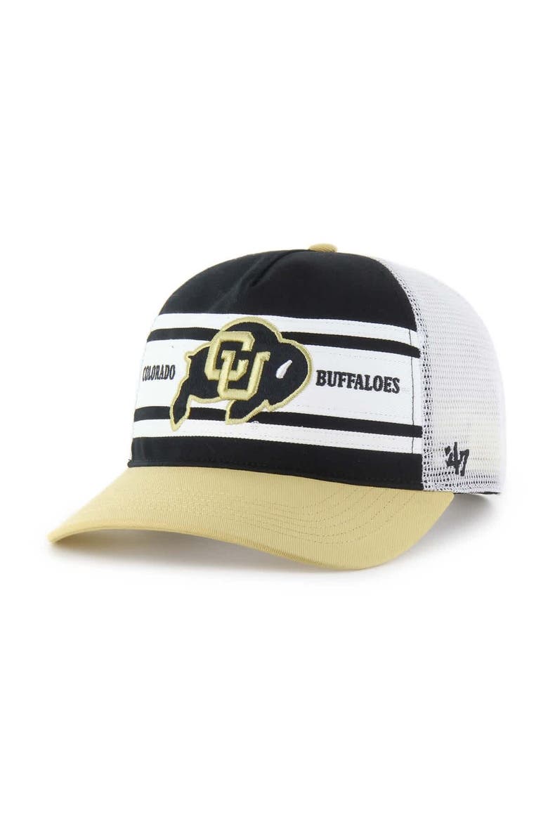 Youth '47 Black/Gold Colorado Buffaloes Super Stripe Hitch Adjustable Trucker Hat, Main, color, Black