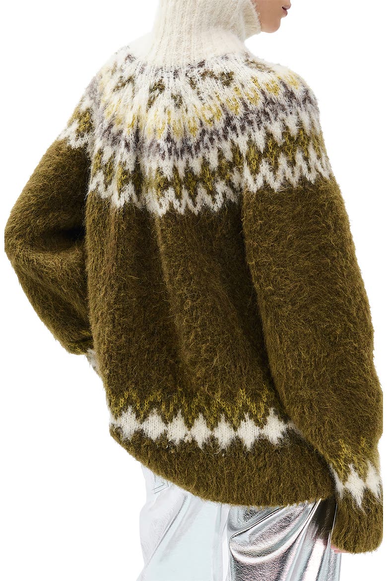 Beth Oversize Fair Isle Alpaca Blend Turtleneck Sweater, Alternate, color, ARMY MULTI