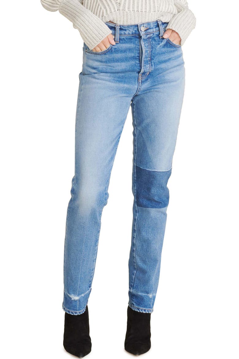 Ryleigh Patched Straight Leg Jeans, Main, color, ATLAS