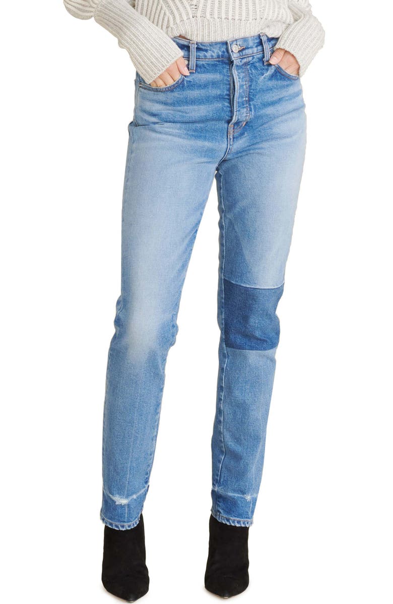 Veronica Beard Ryleigh Patched Straight Leg Jeans, Main, color, 