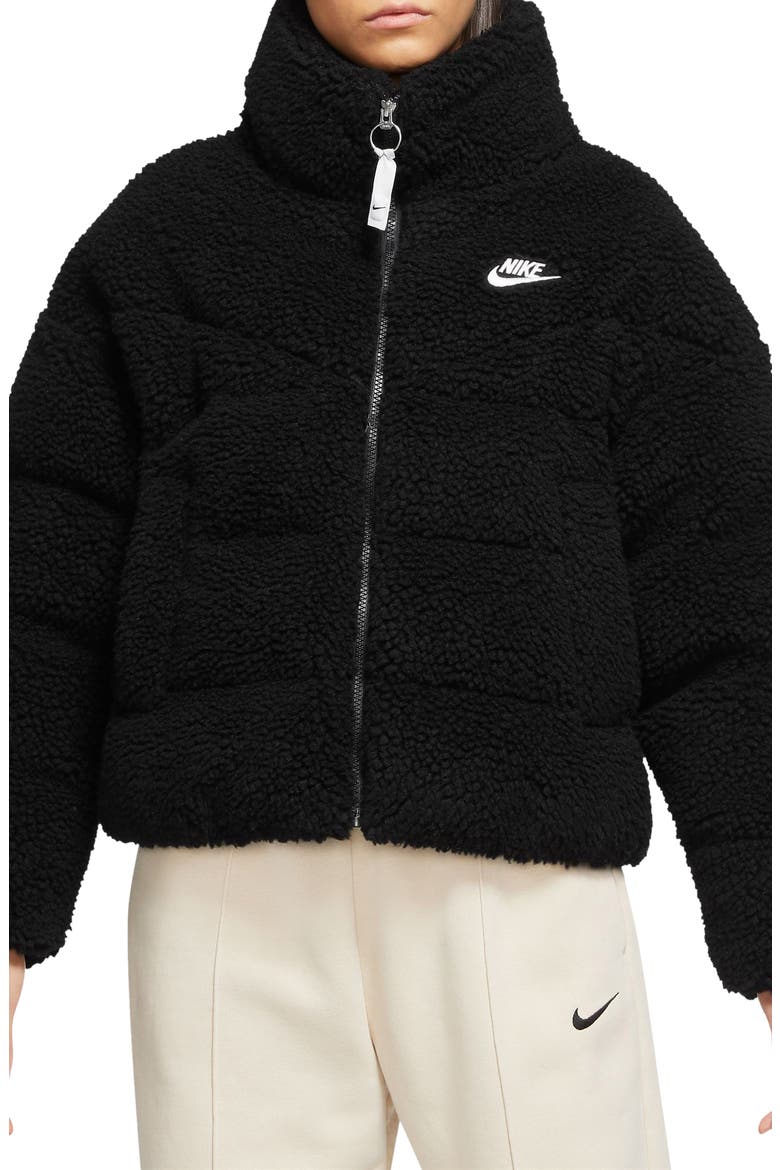 Sportswear Therma-FIT City Series High Pile Fleece Jacket, Main, color, BLACK/ BLACK/ WHITE