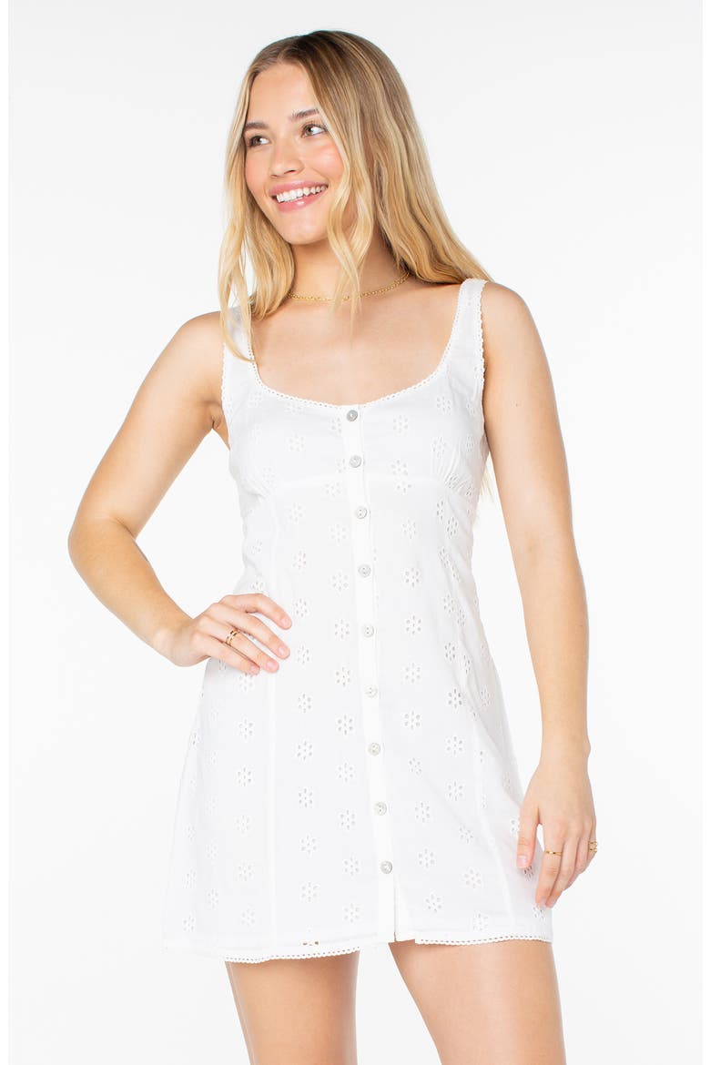 Kaia Eyelet Sleeveless Minidress, Alternate, color, SNOW WHITE SOLID