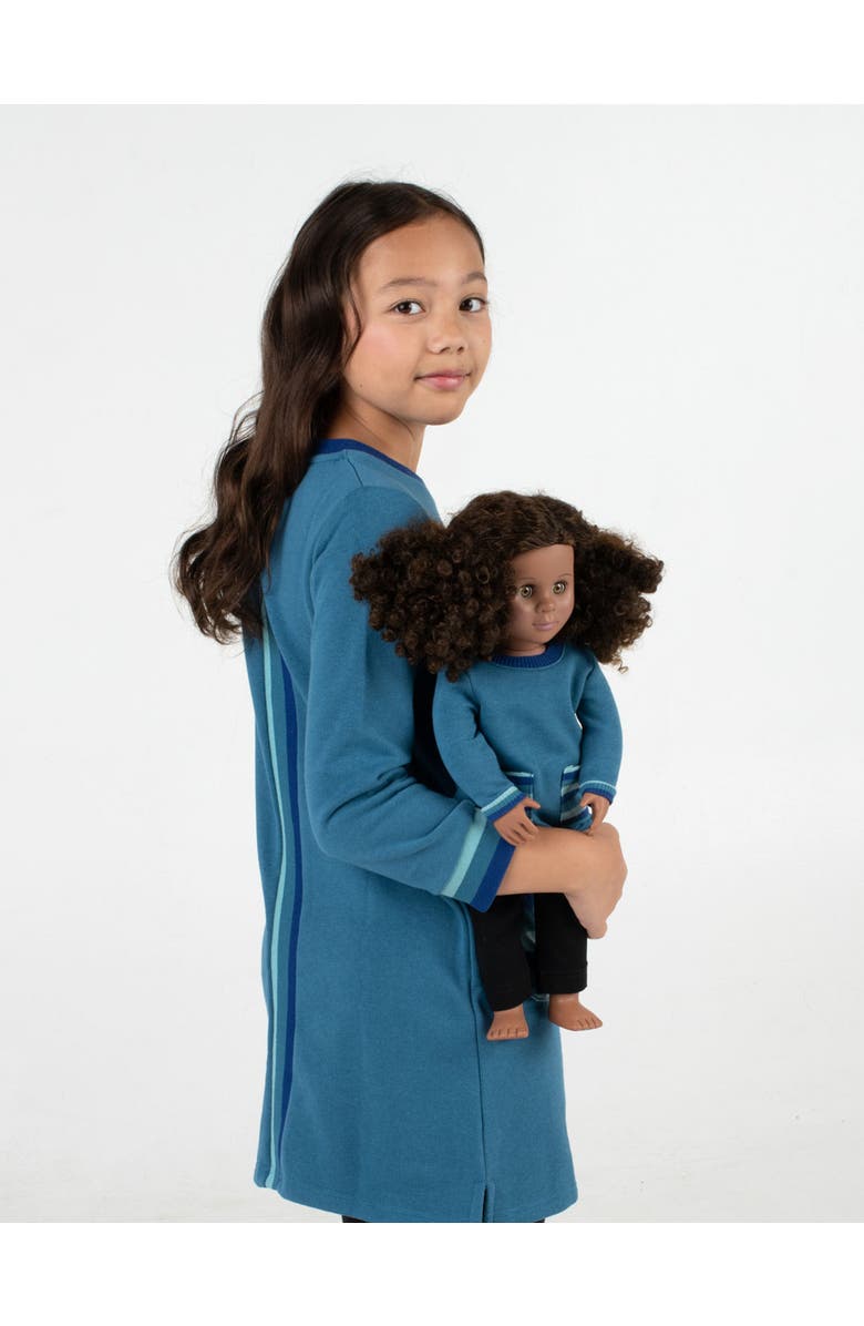 Leveret Girls Sweatshirt Dress with Matching Doll Dress, Alternate, color, Teal