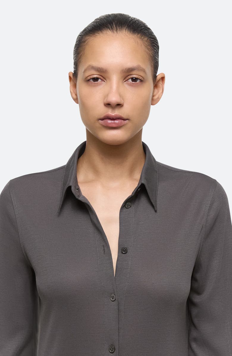 Helmut Lang Long Sleeve Jersey Shirtdress, Alternate, color, Graphite