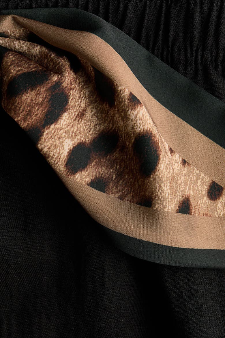 Scarf-detail Linen-blend Trousers, Alternate, color, Black