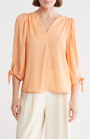 Renee C V-neck Tie Sleeve Top