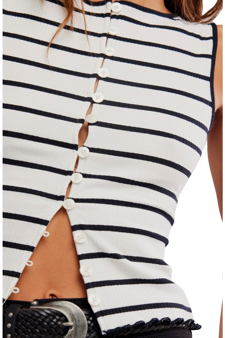 Tilly Stripe Stretch Cotton Rib Tank, Alternate, color, BLACK/ WHITE COMBO