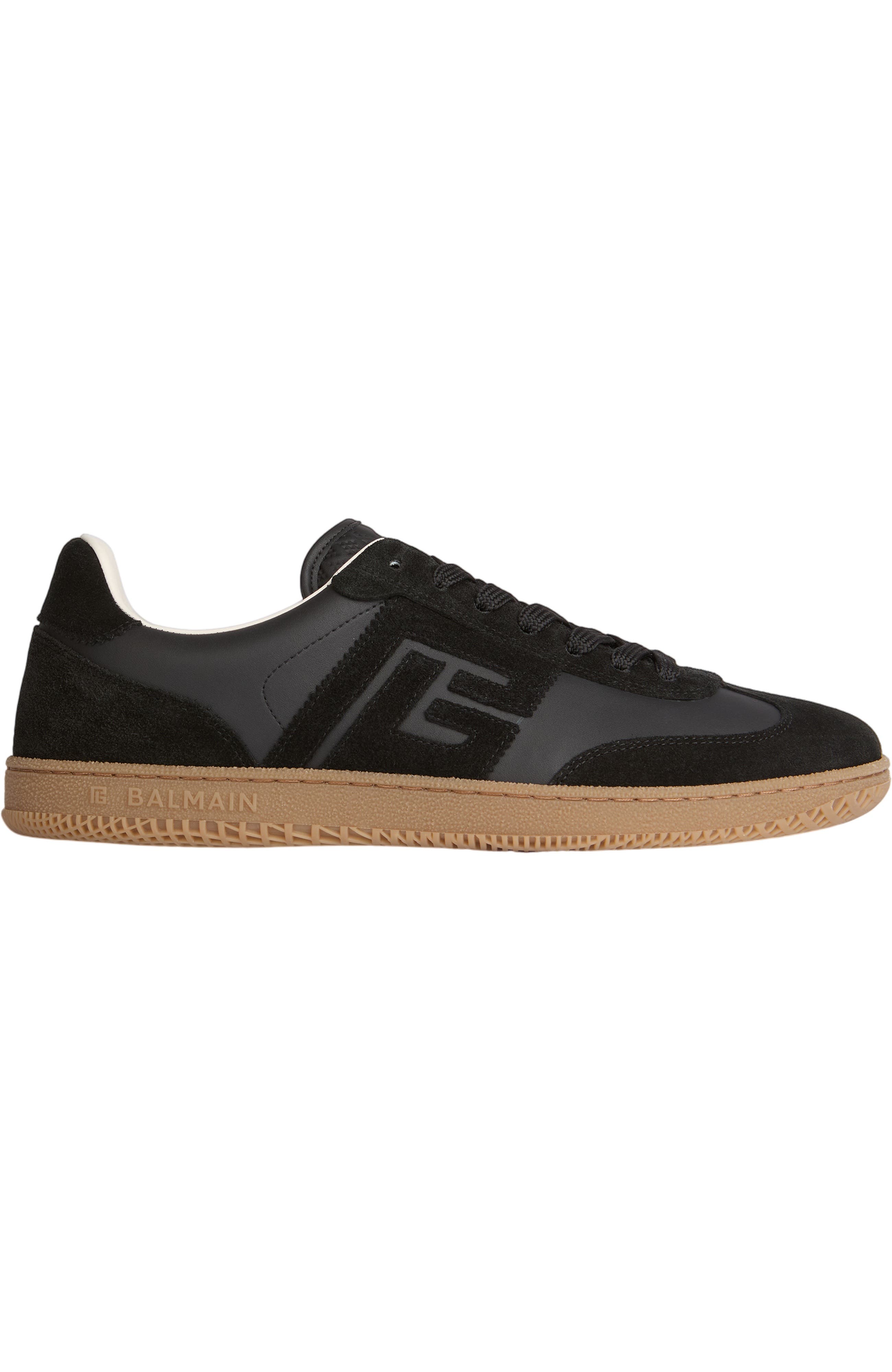 Balmain Swan suede and smooth leather trainers, Alternate, color, Black