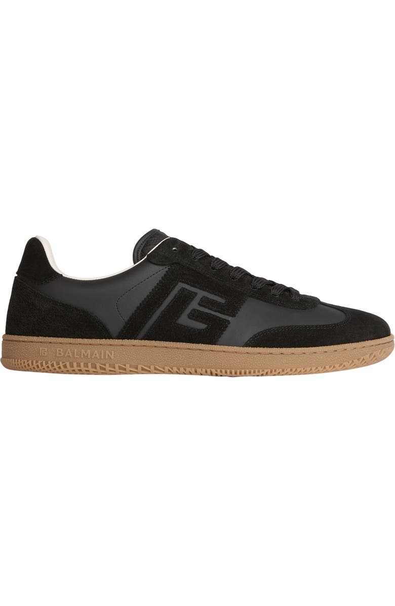 Balmain Swan suede and smooth leather trainers, Alternate, color, Black