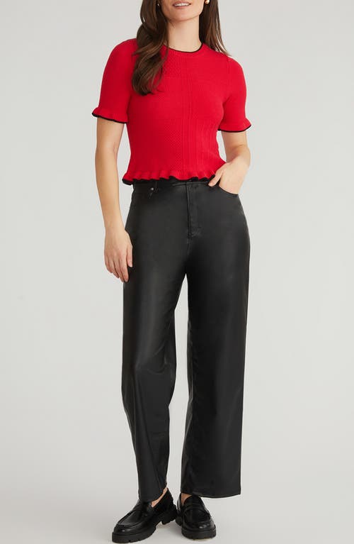 Shop 525 Caroline Mix Stitch Knit Top In Cherry Red Multi