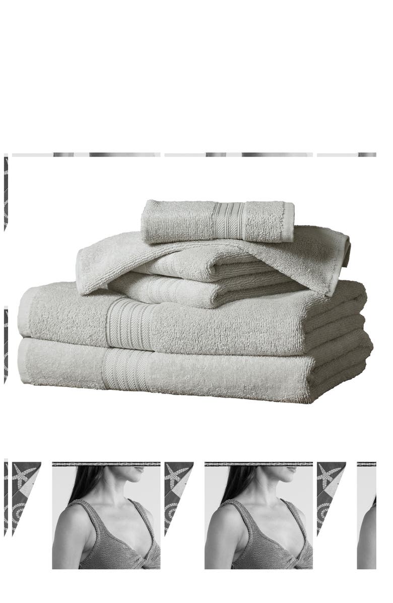 Woven & Weft 6-Piece Cotton Bath Towels, Main, color,