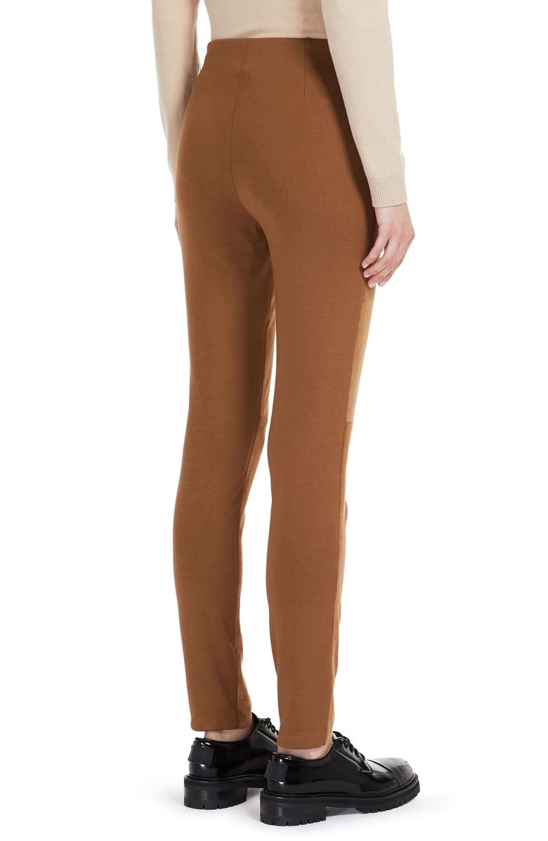 Weekend Max Mara Bahamas Leather & Stretch Jersey Slim Pants, Alternate, color, 