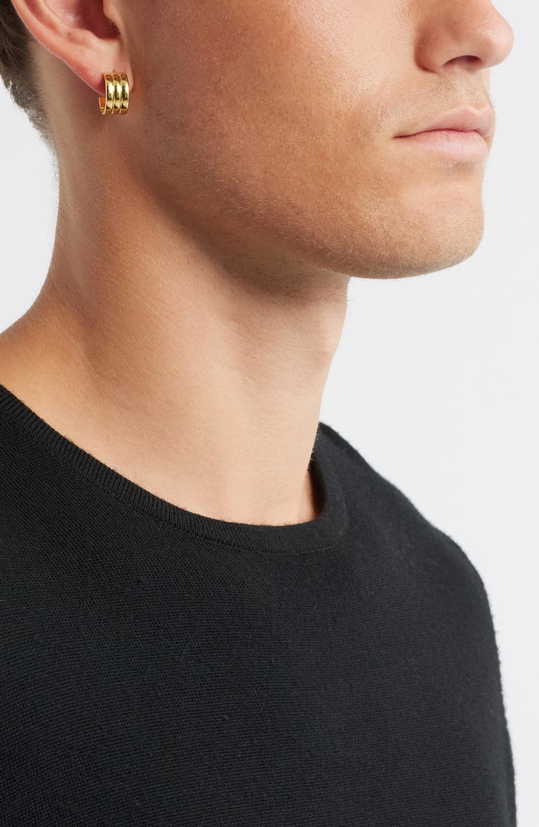 Nordstrom Ribbed Hoop Earrings, Alternate, color, 14K Gold Plated