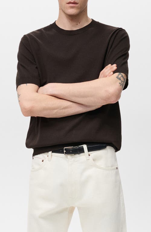 Mango Short Sleeve Cotton Crewneck Sweater In Black