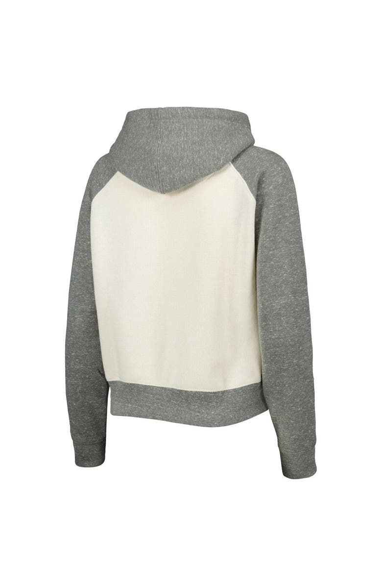 PRESSBOX Women's Pressbox Cream/Heather Gray Michigan State Spartans Cody Tri-Bend Raglan Pullover Hoodie, Alternate, color, White