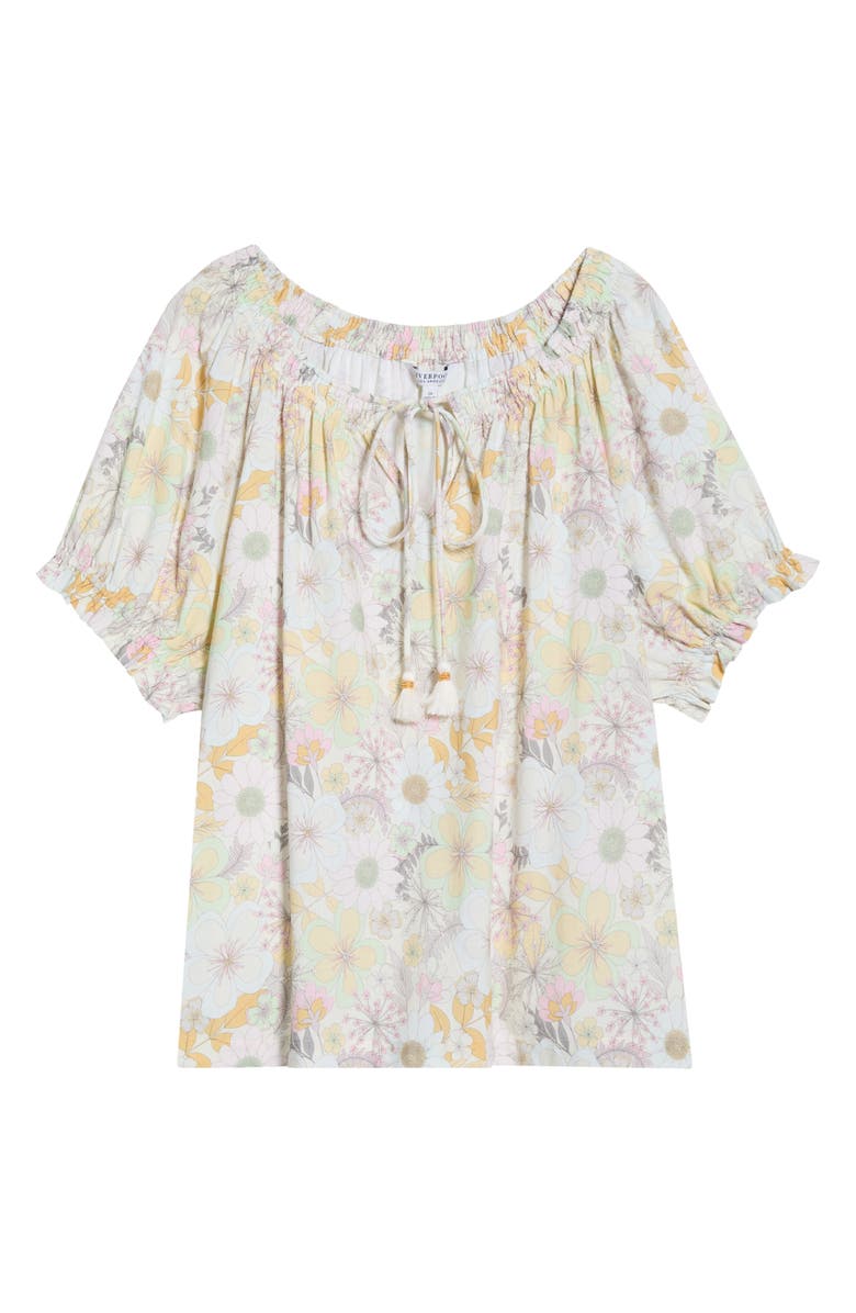 Liverpool Los Angeles Floral Gathered Split Neck Top, Alternate, color, Pristine Multi