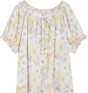 Liverpool Los Angeles Floral Gathered Split Neck Top