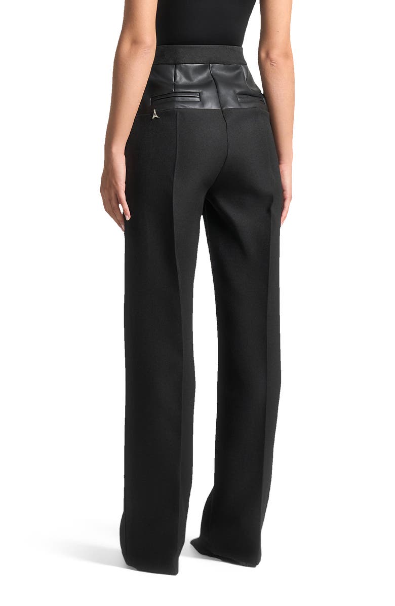 Manière De Voir Blanche Leather Panel Tailored Trousers, Alternate, color, Black