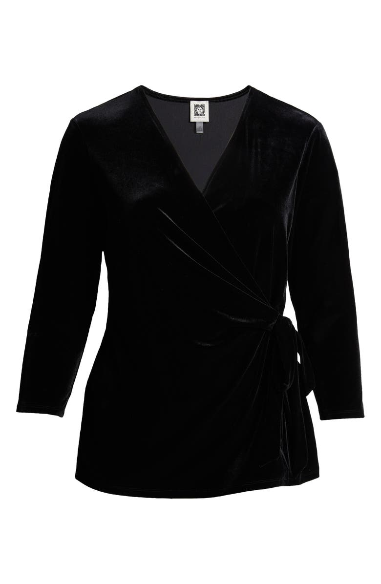 Anne Klein Stretch Velour Wrap Top, Alternate, color, 