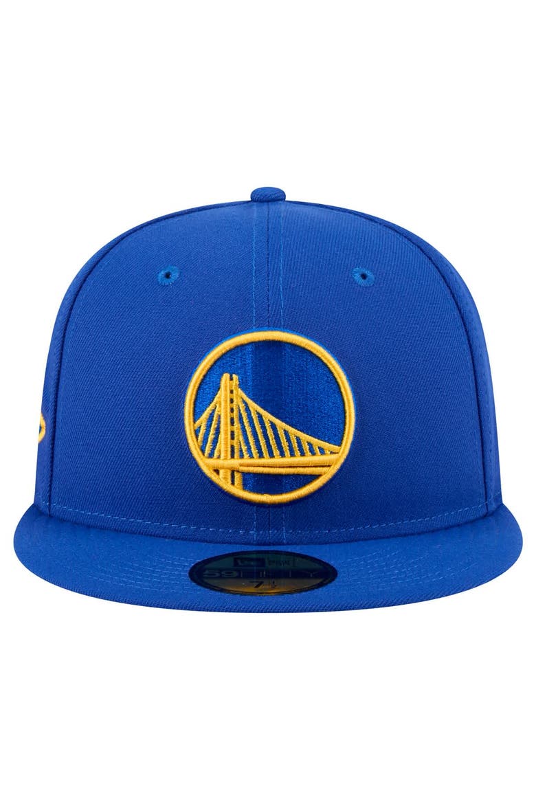 Men's New Era Royal Golden State Warriors Throwback Pennant 59FIFTY Fitted Hat, Alternate, color, Royal