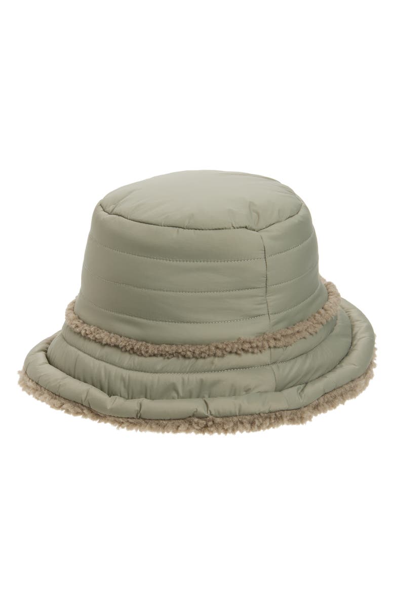 UGG<sup>®</sup> UGGfluff Reversible Faux Fur Bucket Hat, Alternate, color, Moss Green
