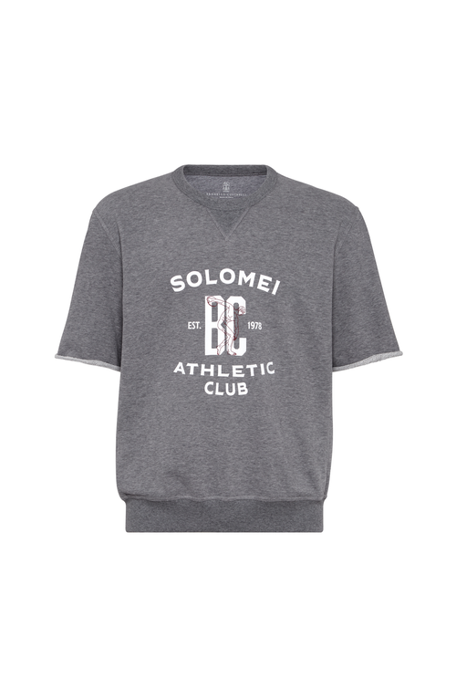 Brunello Cucinelli Versatile Short-sleeve Graphic Sweatshirt In Gray
