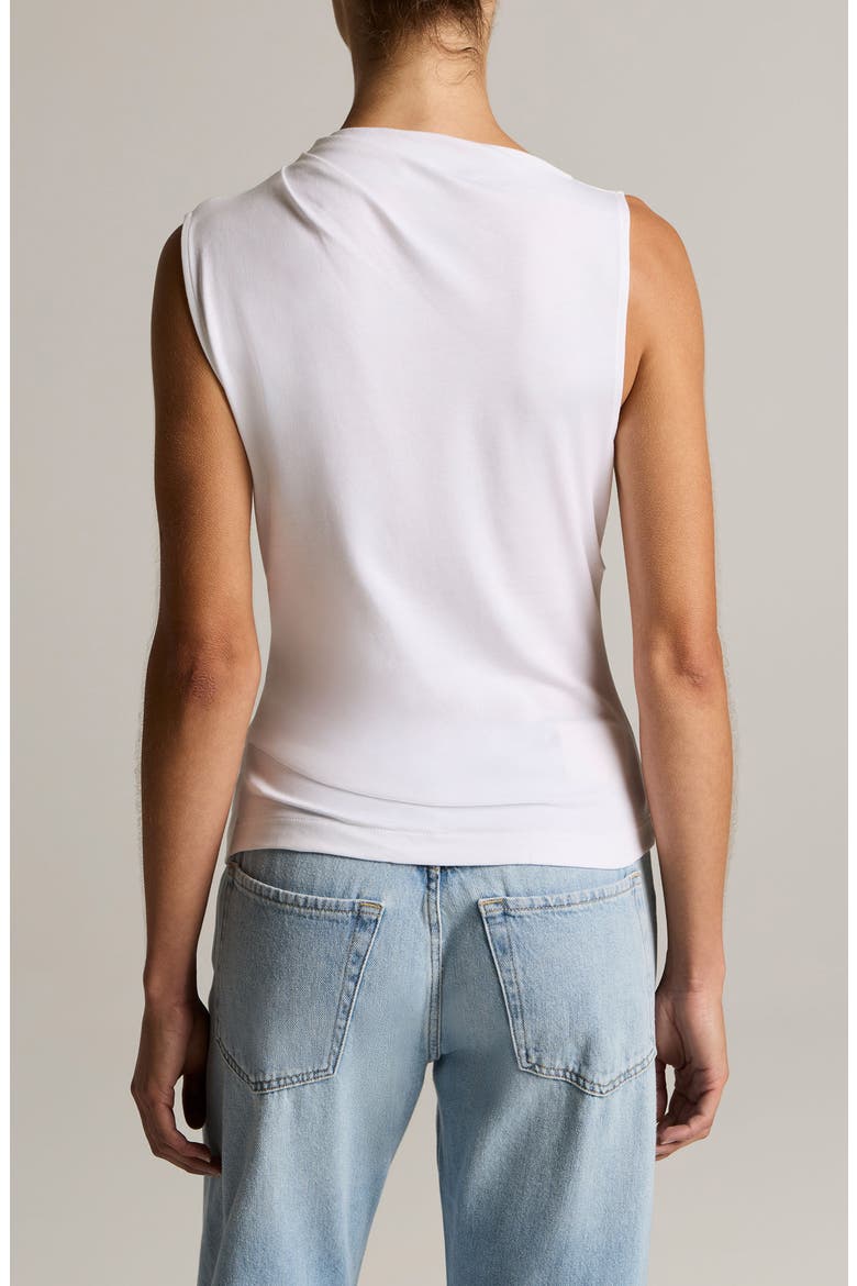 Cowl Neck Sleeveless Pima Cotton Top, Alternate, color, OPTIC WHITE