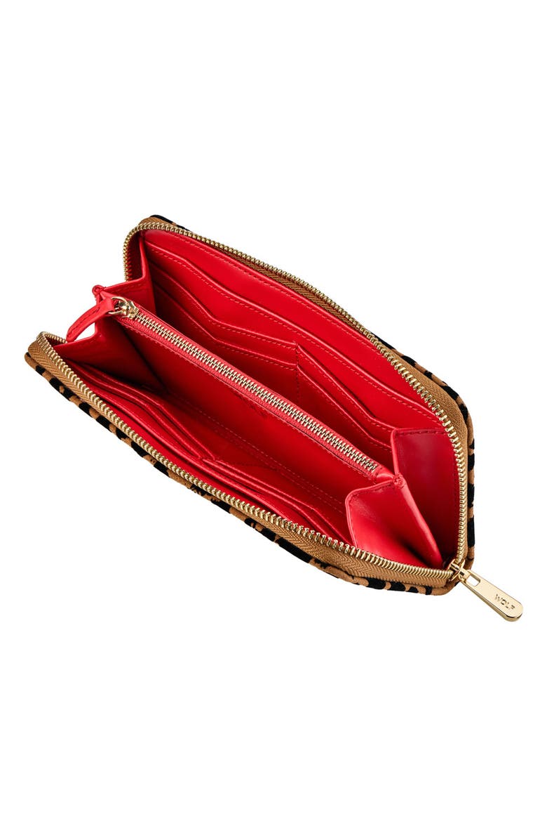 WOLF Savanna Leopard Print Long Zip Wallet, Alternate, color, Tan/Black