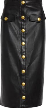 L'AGENCE Milann Faux Leather Midi Skirt